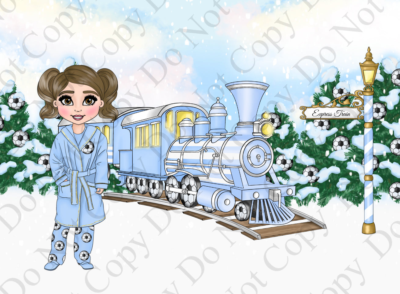 Pale Blue Custom Football Christmas Box (Boy and Girl Option)