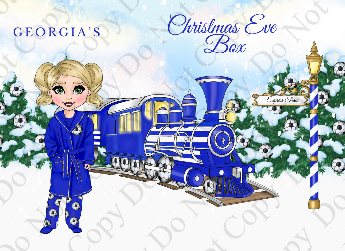 Royal Blue Custom Football Christmas Box (Boy and Girl Option)