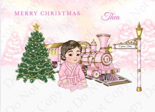 Baby Girl Pink Train Custom Christmas Box (Multiple Options)