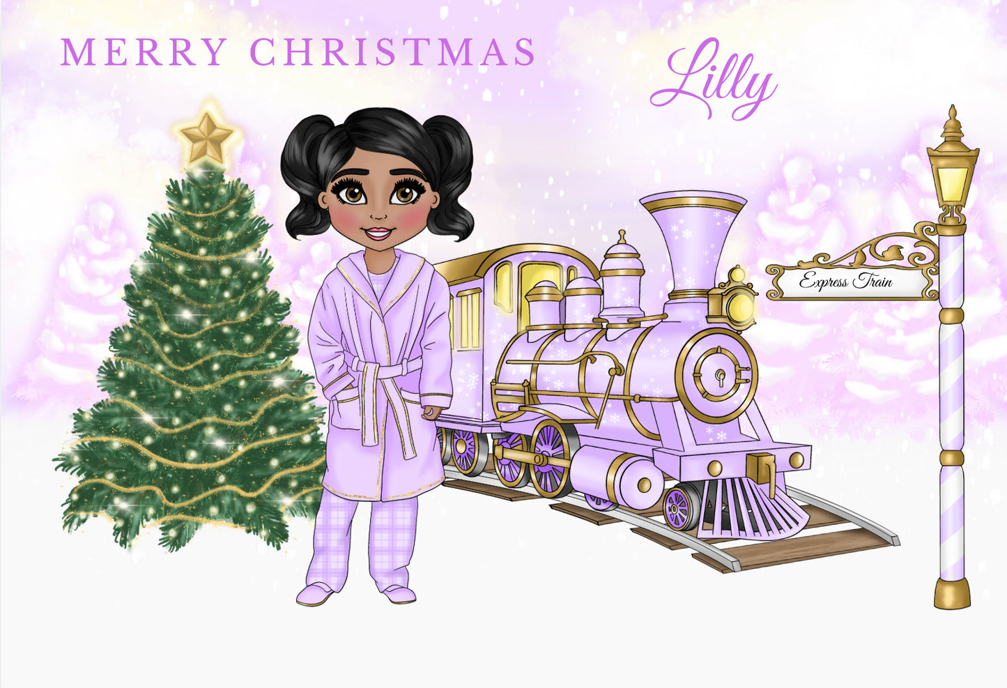 Girl Lilac Train Custom Christmas Box (Multiple Options)