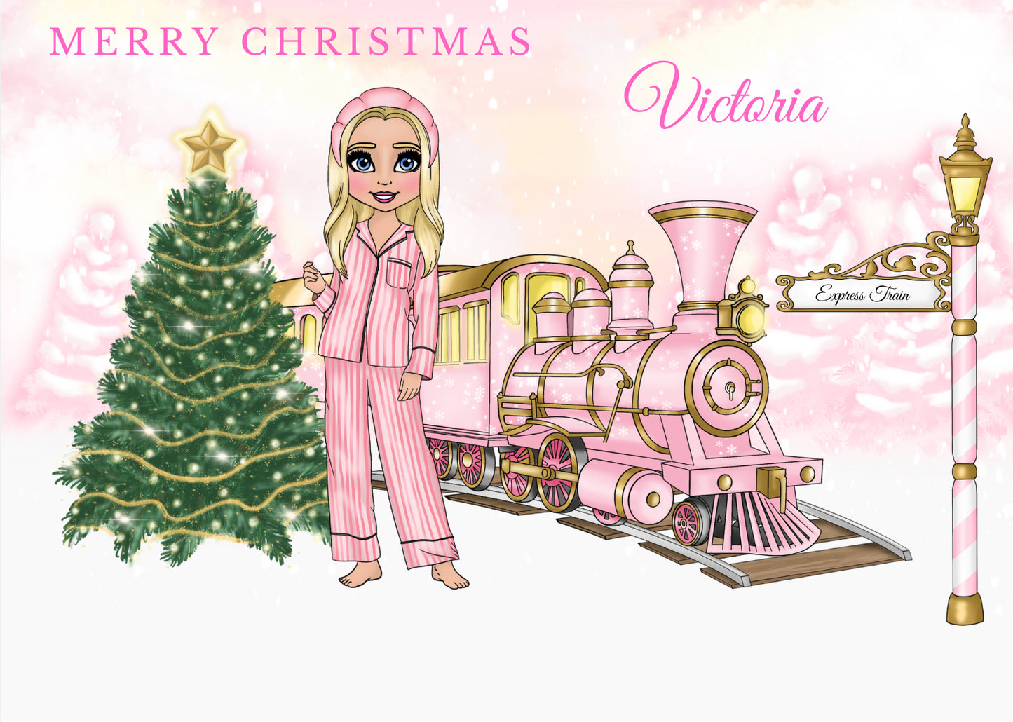 Female Pink Train Custom Christmas Box (Multiple Options)