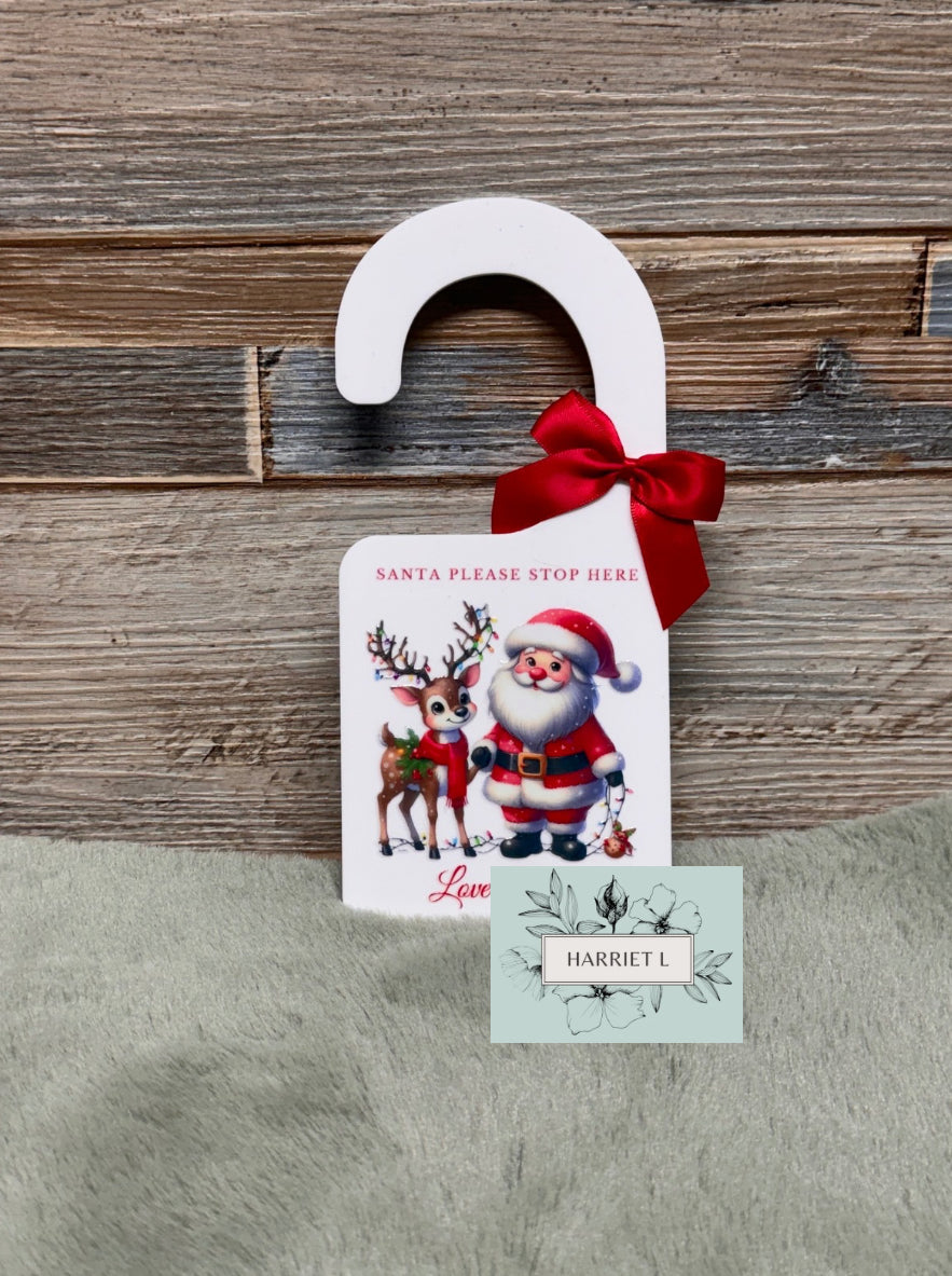 Santa Custom “Santa Please Stop Here” Door Hanger (Multiple Options)