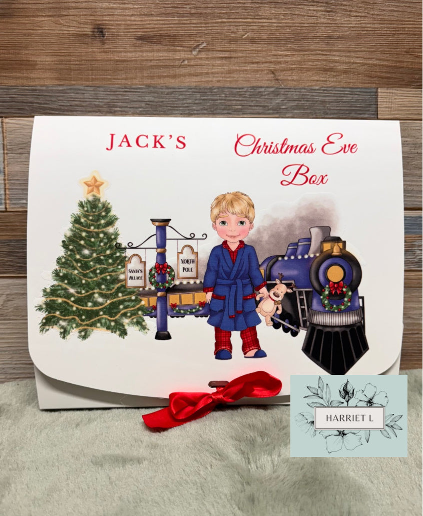 Girl Dark Red Train Custom Christmas Box (Multiple Options)