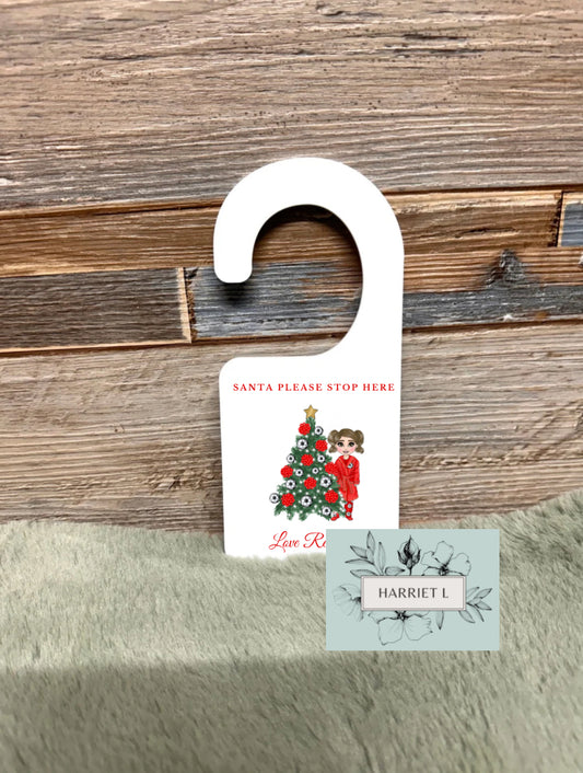 Red Football Custom “Santa Please Stop Here” Door Hanger (Multiple Options)