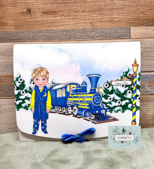 Blue and Yellow Custom Football Christmas Box (Boy and Girl Option)