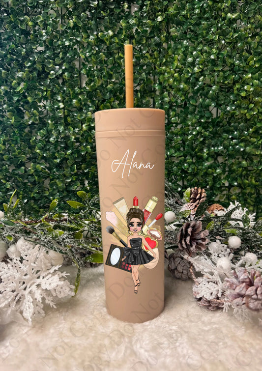 Cinnamon Custom Makeup Skinny Tumbler (Multiple Options)