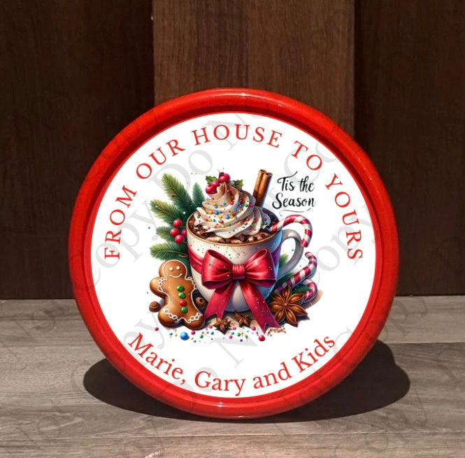 Custom Hot Chocolate Cup Red Writting - Chocolate Tub Sticker