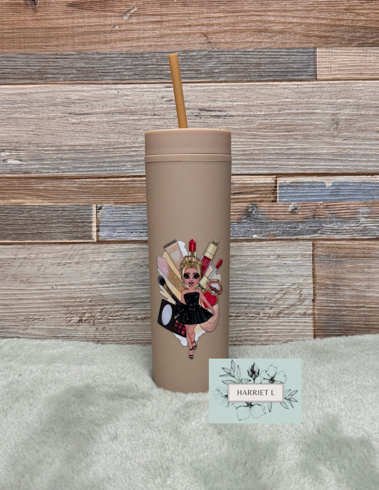 Cinnamon Custom Makeup Skinny Tumbler (Multiple Options)