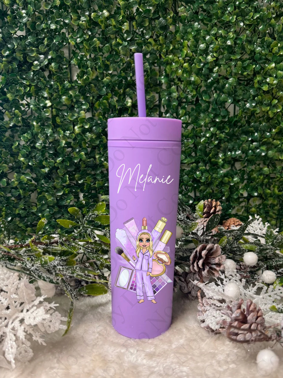 Lilac Custom Makeup Skinny Tumbler (Multiple Options)