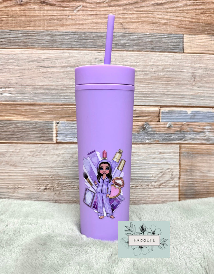 Lilac Custom Makeup Skinny Tumbler (Multiple Options)