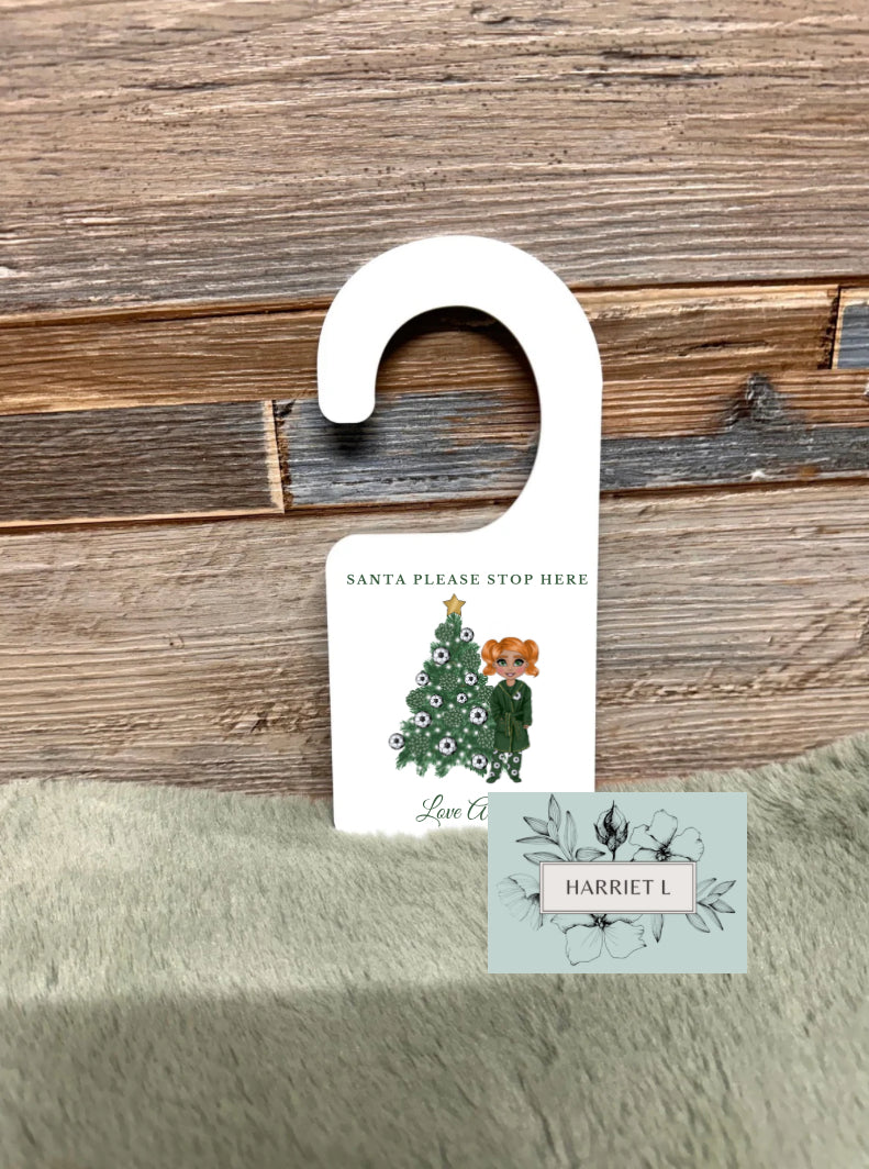 Green Football Custom “Santa Please Stop Here” Door Hanger (Multiple Options) (Copy)