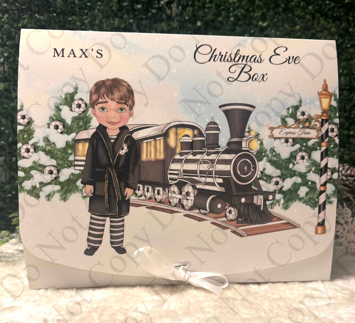 Black and White Custom Football Christmas Box (Boy and Girl Option)