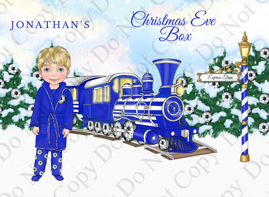 Royal Blue Custom Football Christmas Box (Boy and Girl Option)