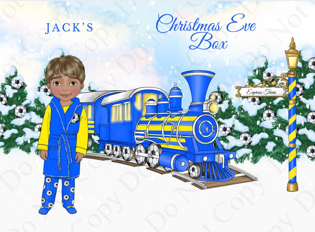 Blue and Yellow Custom Football Christmas Box (Boy and Girl Option)