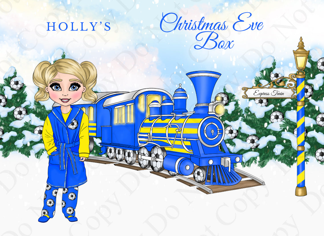 Blue and Yellow Custom Football Christmas Box (Boy and Girl Option)