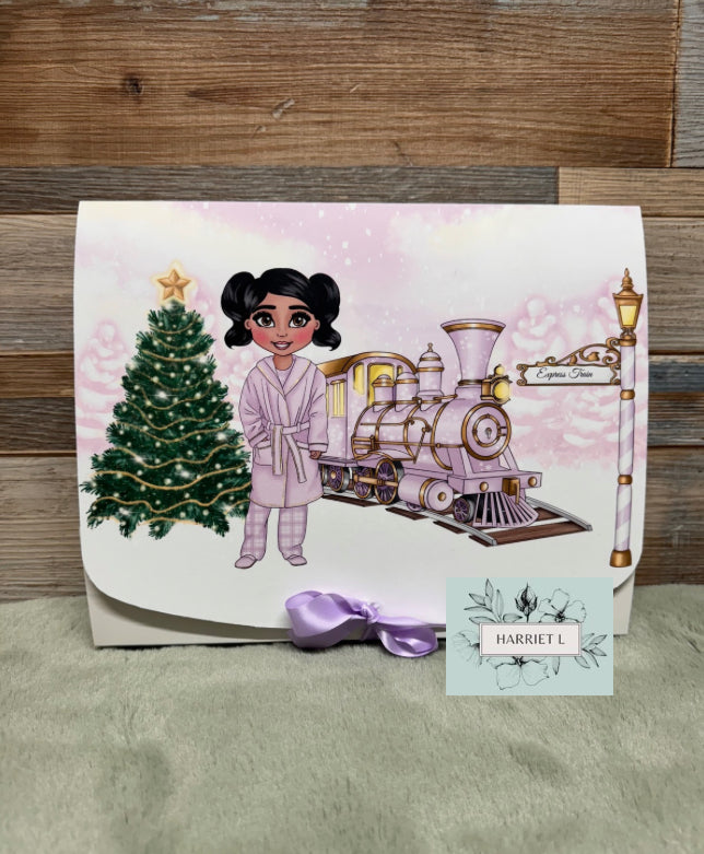 Girl Lilac Train Custom Christmas Box (Multiple Options)