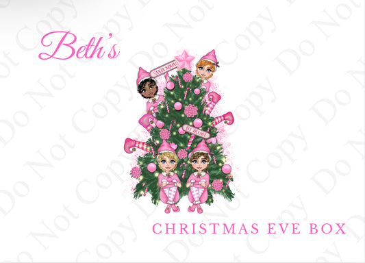 Pink Elf with Tree Christmas Box