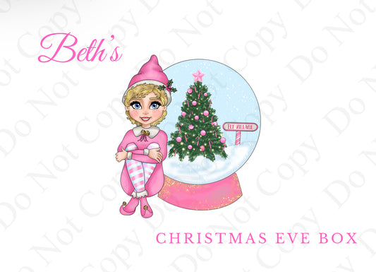 Pink Elf with Snow Globe Christmas Box