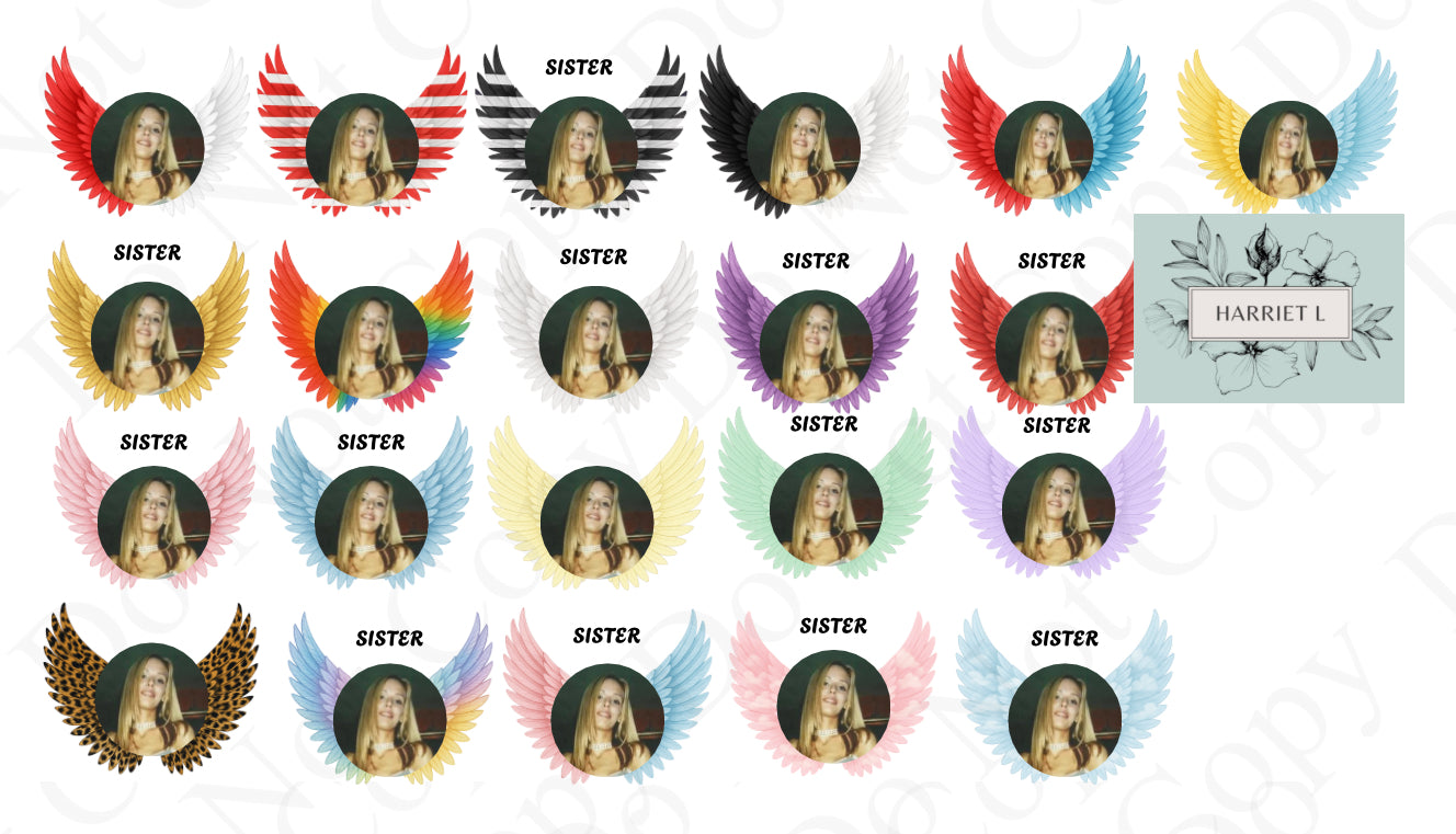 Custom Lights - Wings with Photo (multiple colours & Custom Name)